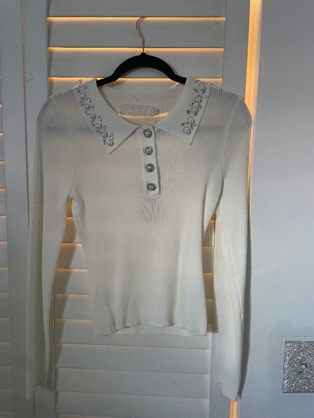 Ivory Knit Embellished Top size S